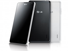 LG Optimus G stehend weiß schwarz