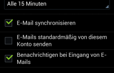 E-Mail Kontooptionen Android