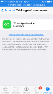 WhatsApp lebenslanger Service