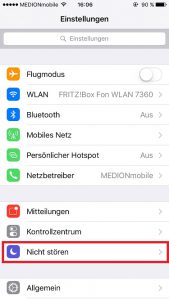 iPhone Nicht stören auswählen